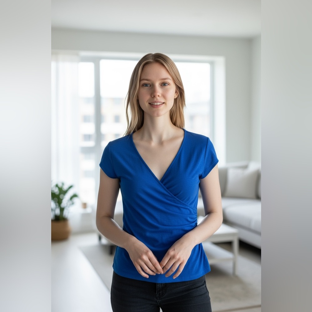 Laundry- Medium- Blue Top- Rayon Spandex Blend